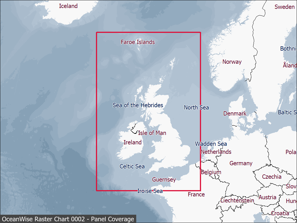 Panel coverage map for UKHO Raster Chart 0002