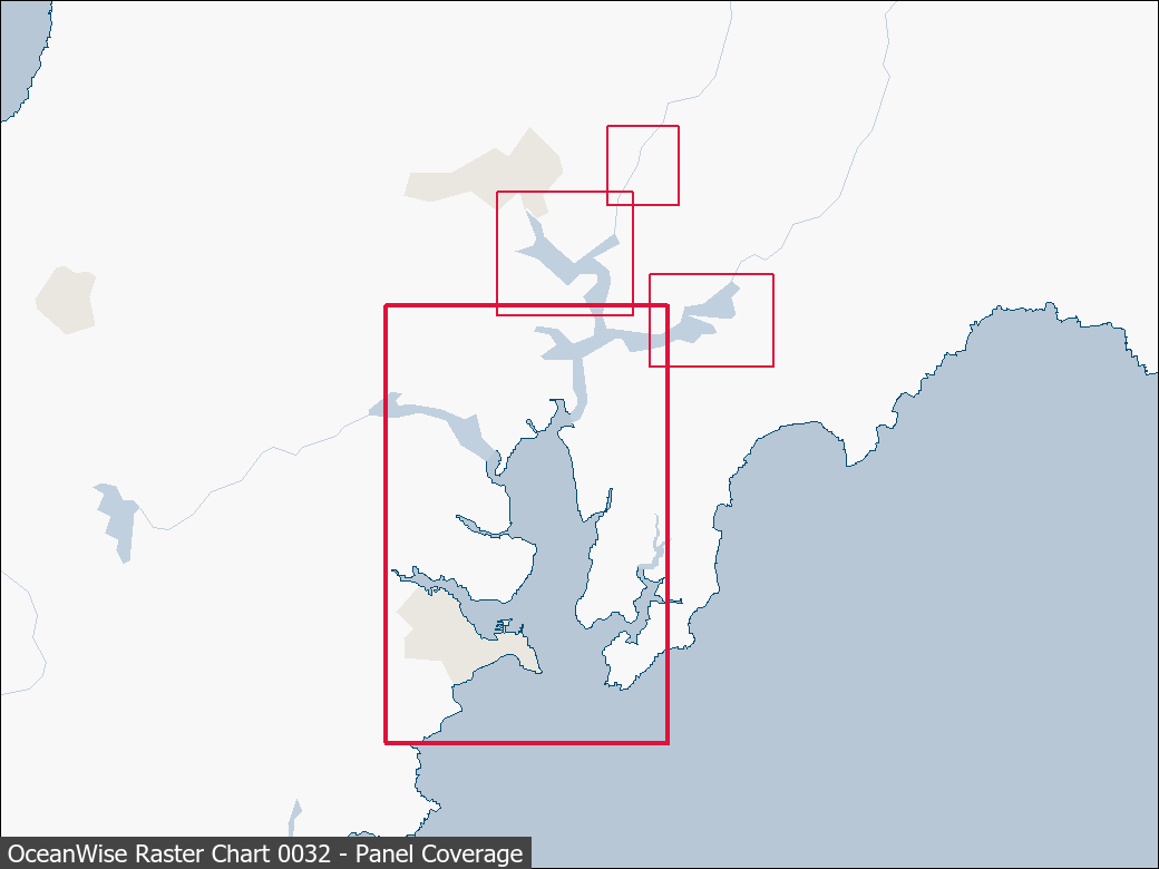 Panel coverage map for UKHO Raster Chart 0032