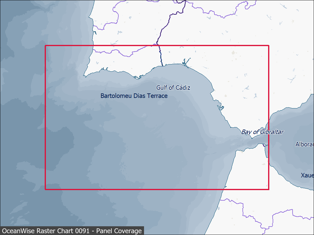 Panel coverage map for UKHO Raster Chart 0091