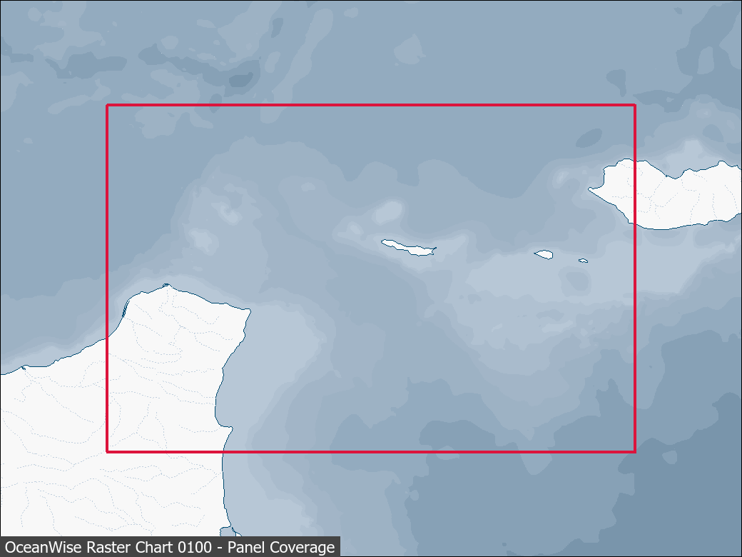 Panel coverage map for UKHO Raster Chart 0100