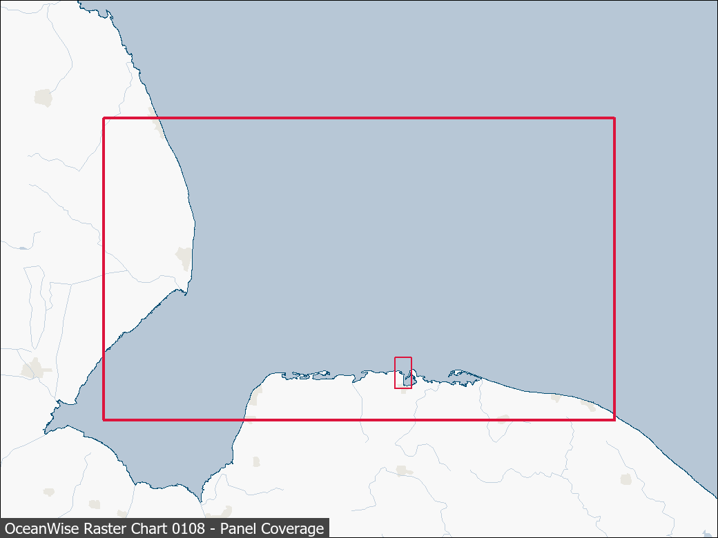 Panel coverage map for UKHO Raster Chart 0108