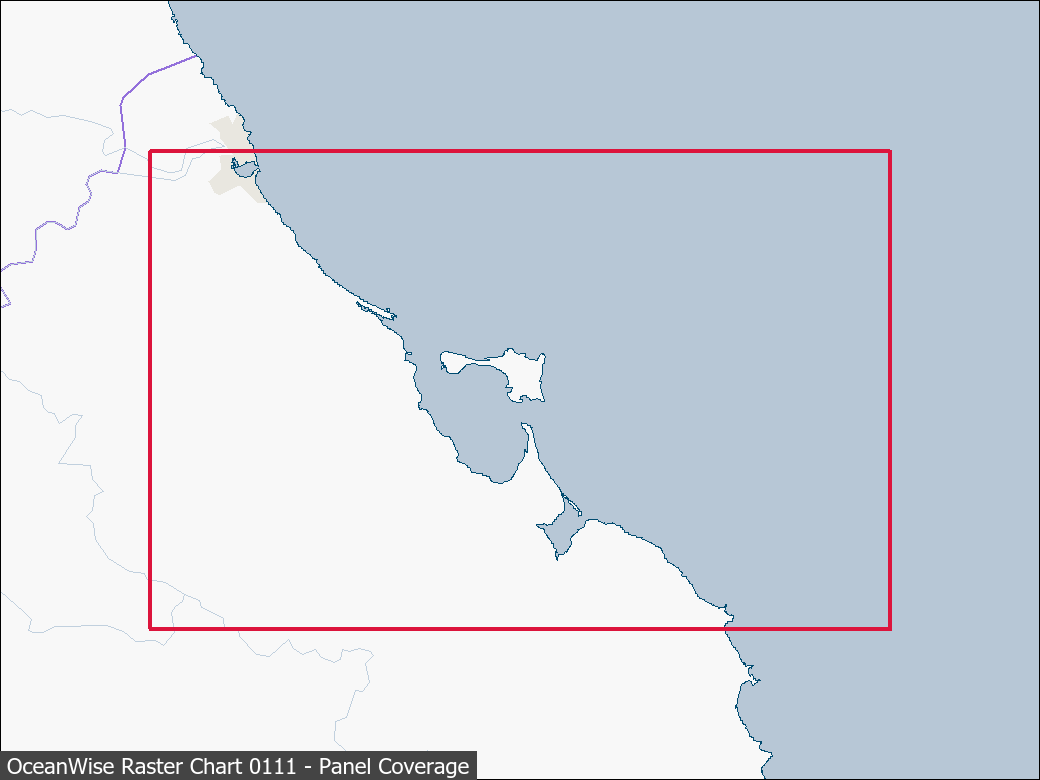 Panel coverage map for UKHO Raster Chart 0111