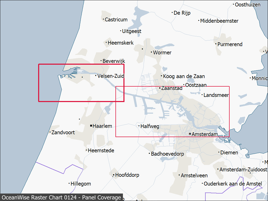 Panel coverage map for UKHO Raster Chart 0124