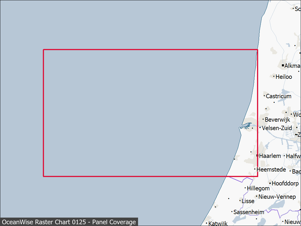 Panel coverage map for UKHO Raster Chart 0125