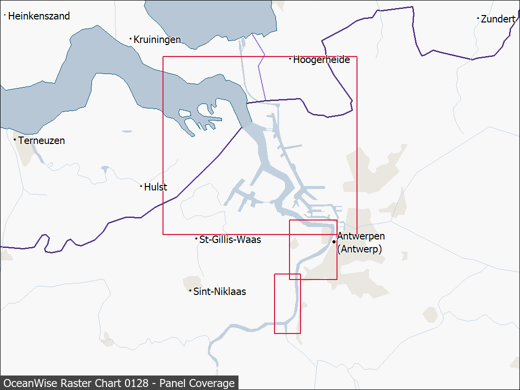 Panel coverage map for UKHO Raster Chart 0128