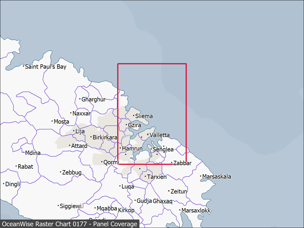 Panel coverage map for UKHO Raster Chart 0177