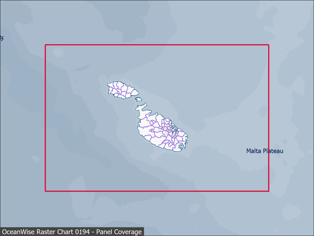 Panel coverage map for UKHO Raster Chart 0194