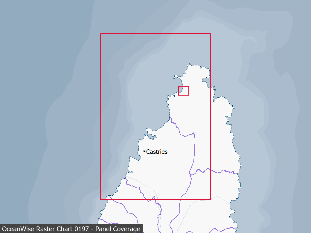 Panel coverage map for UKHO Raster Chart 0197