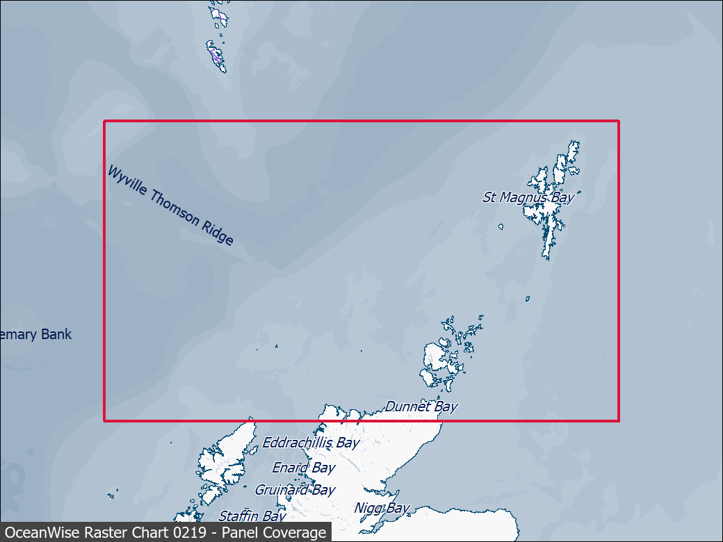 Panel coverage map for UKHO Raster Chart 0219