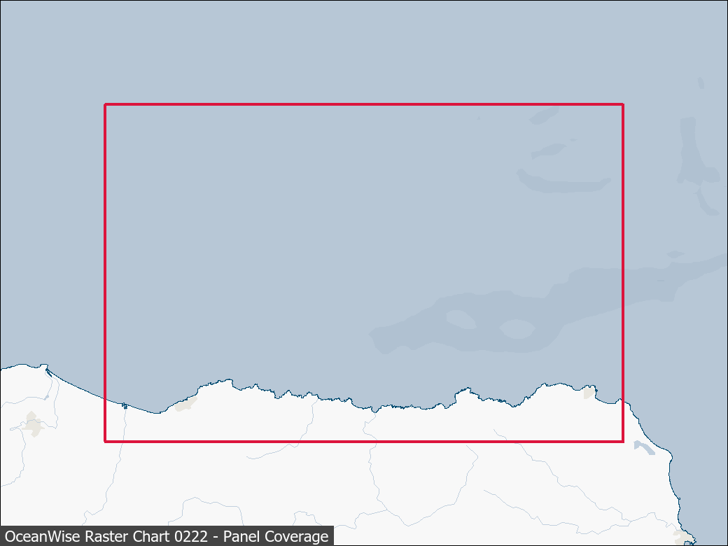 Panel coverage map for UKHO Raster Chart 0222