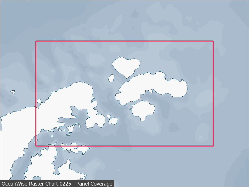 Panel coverage map for UKHO Raster Chart 0225