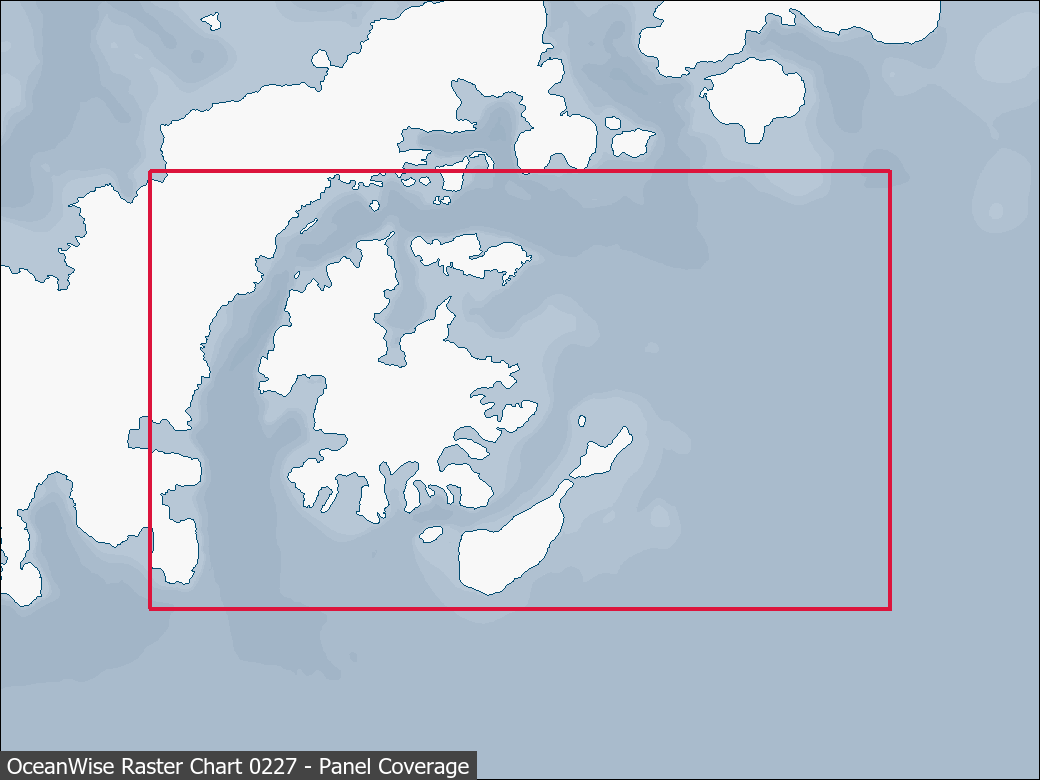 Panel coverage map for UKHO Raster Chart 0227