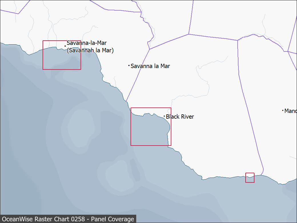 Panel coverage map for UKHO Raster Chart 0258