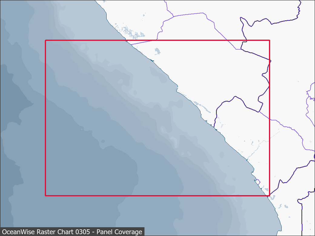 Panel coverage map for UKHO Raster Chart 0305