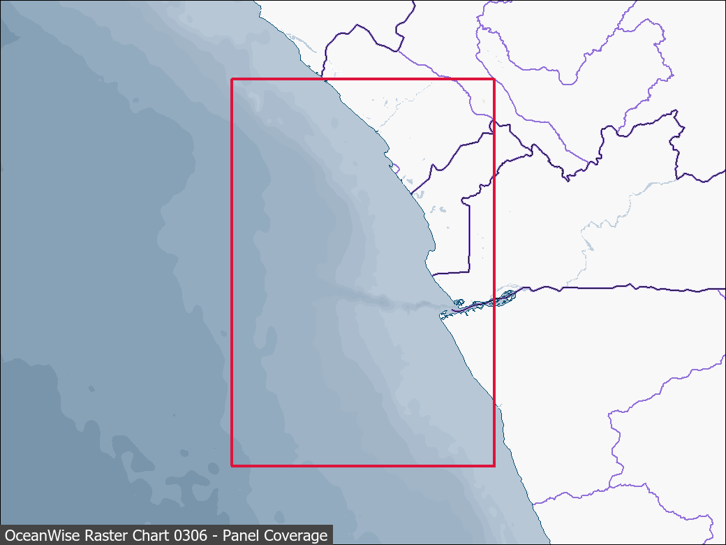 Panel coverage map for UKHO Raster Chart 0306