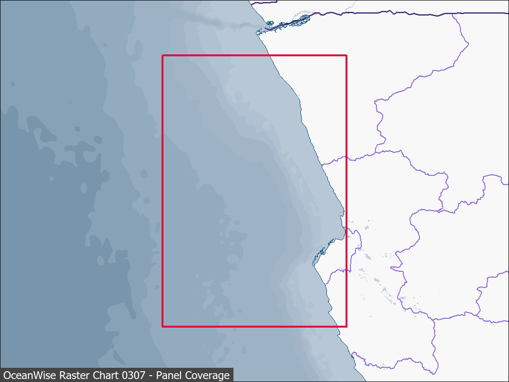 Panel coverage map for UKHO Raster Chart 0307