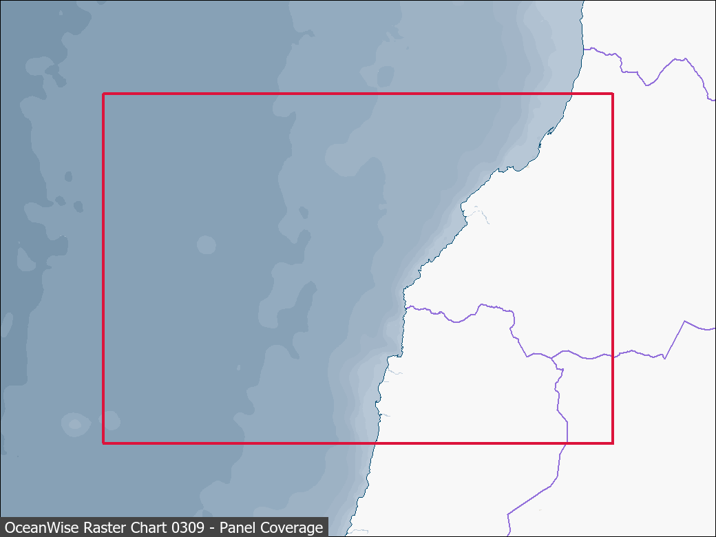 Panel coverage map for UKHO Raster Chart 0309