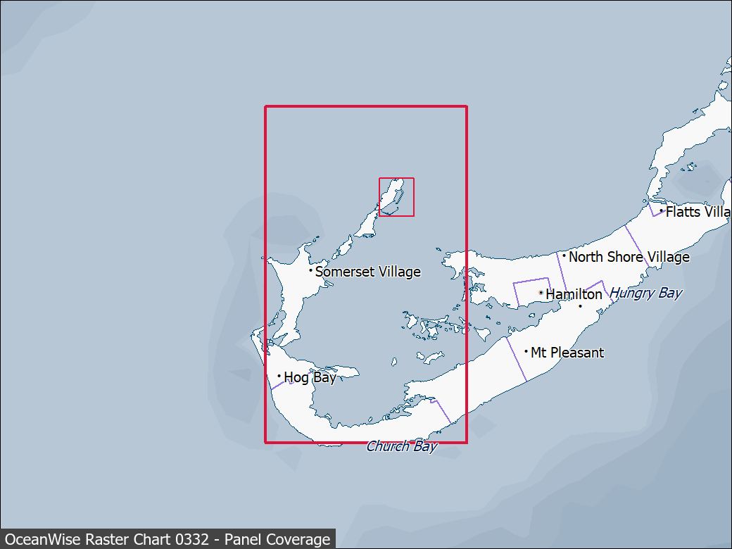 Panel coverage map for UKHO Raster Chart 0332