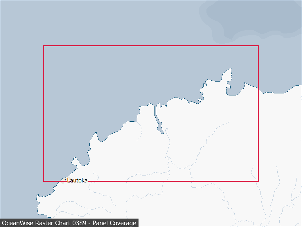 Panel coverage map for UKHO Raster Chart 0389