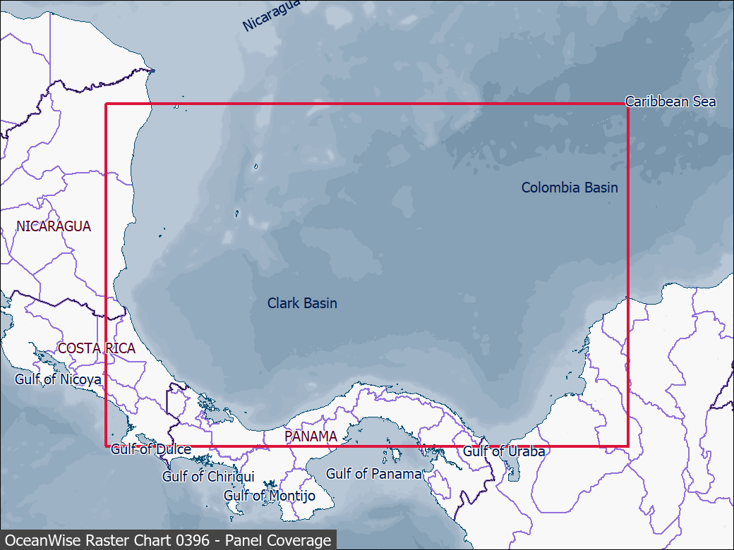 Panel coverage map for UKHO Raster Chart 0396