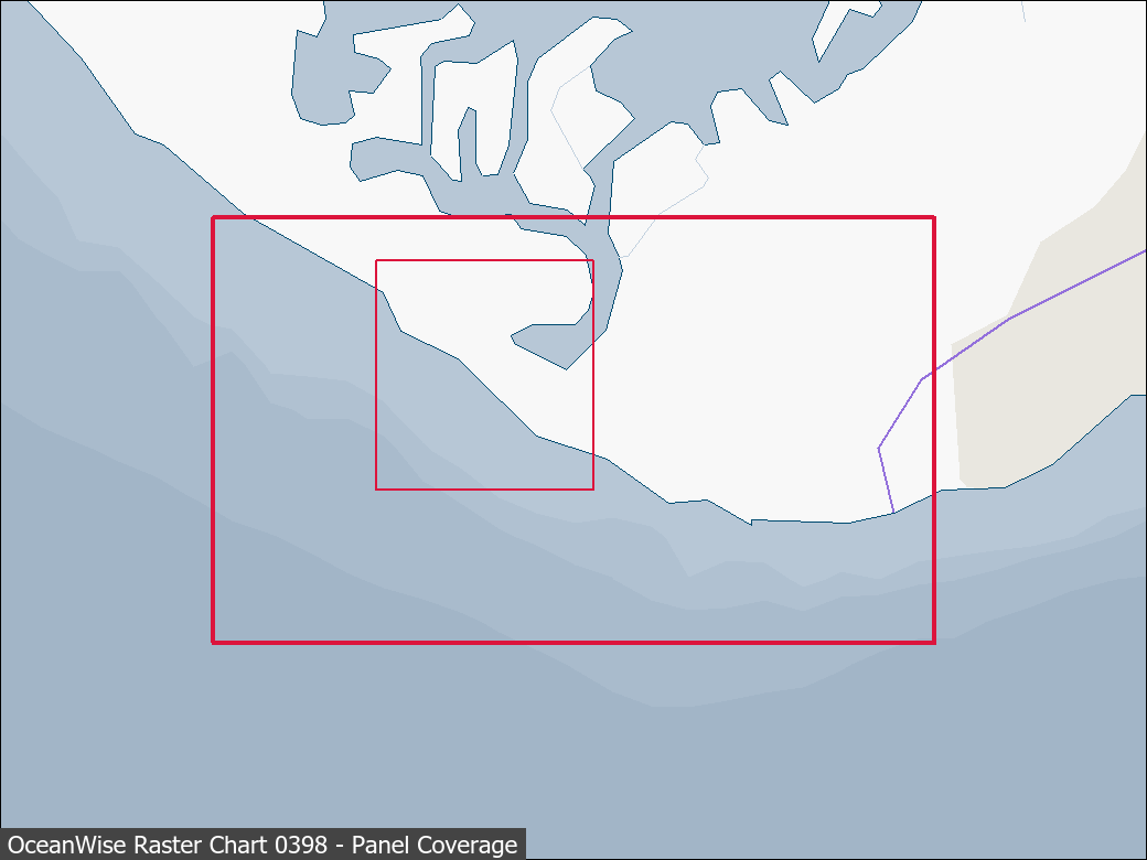 Panel coverage map for UKHO Raster Chart 0398