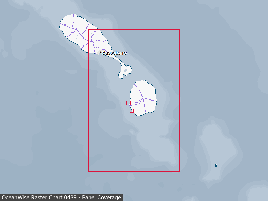 Panel coverage map for UKHO Raster Chart 0489