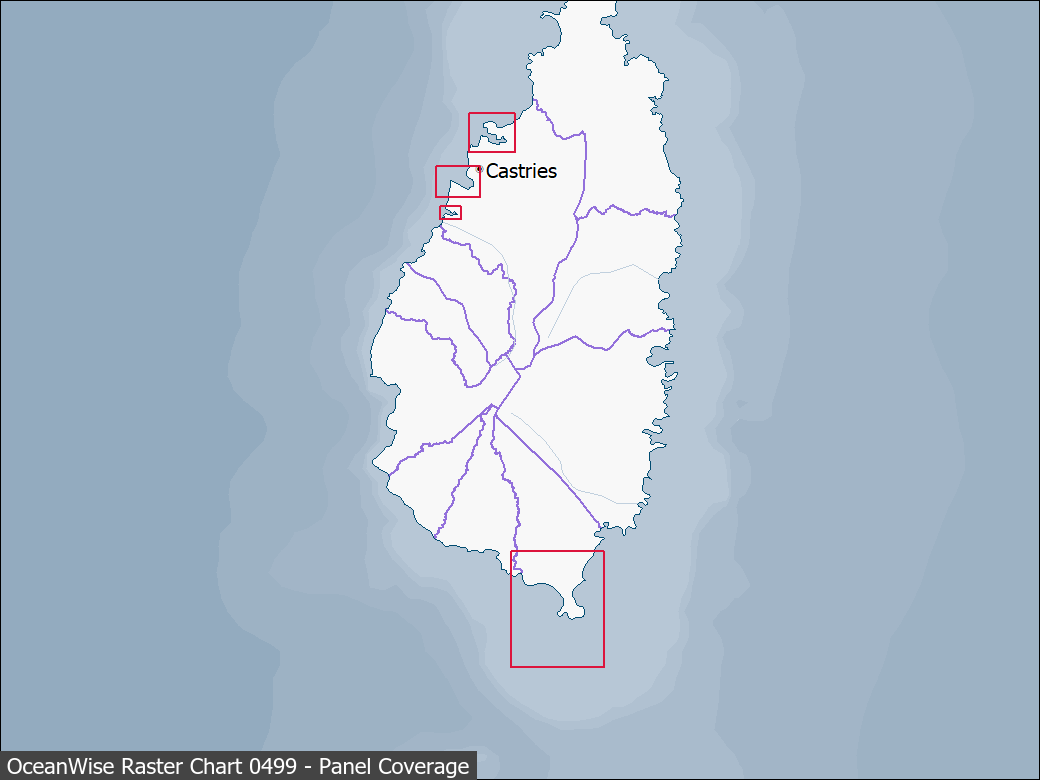 Panel coverage map for UKHO Raster Chart 0499