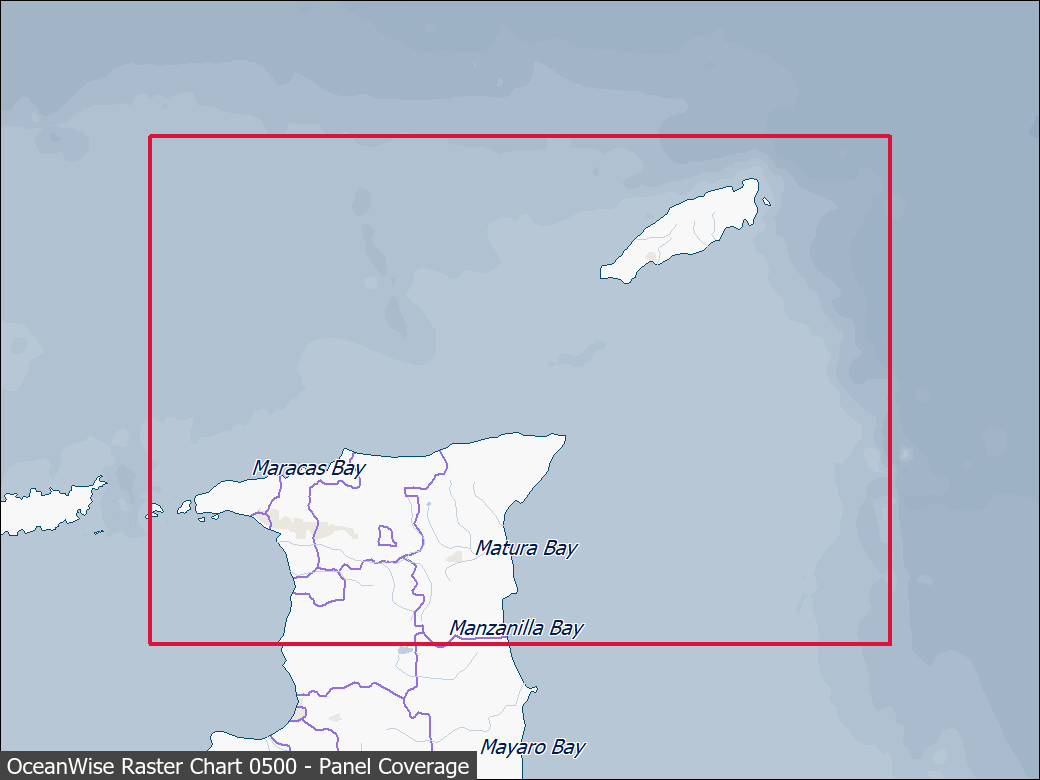 Panel coverage map for UKHO Raster Chart 0500