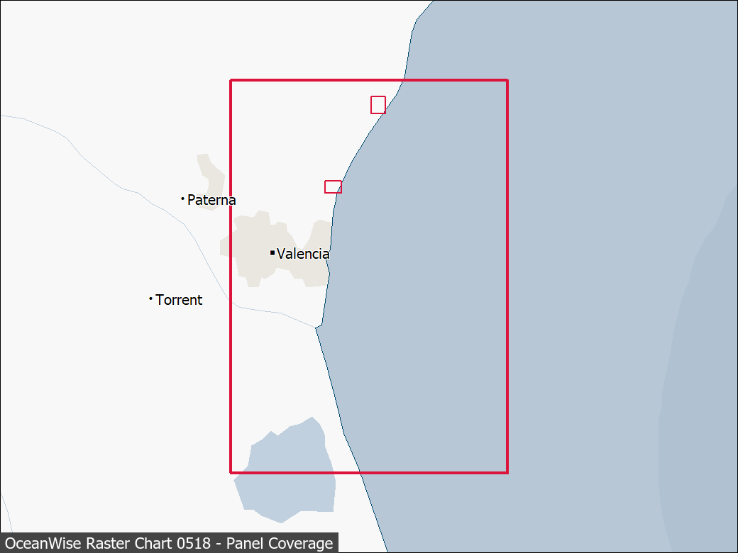 Panel coverage map for UKHO Raster Chart 0518