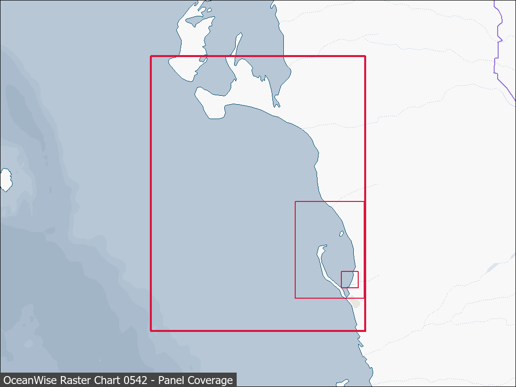 Panel coverage map for UKHO Raster Chart 0542