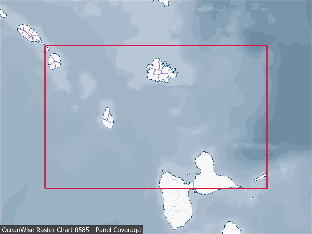 Panel coverage map for UKHO Raster Chart 0585