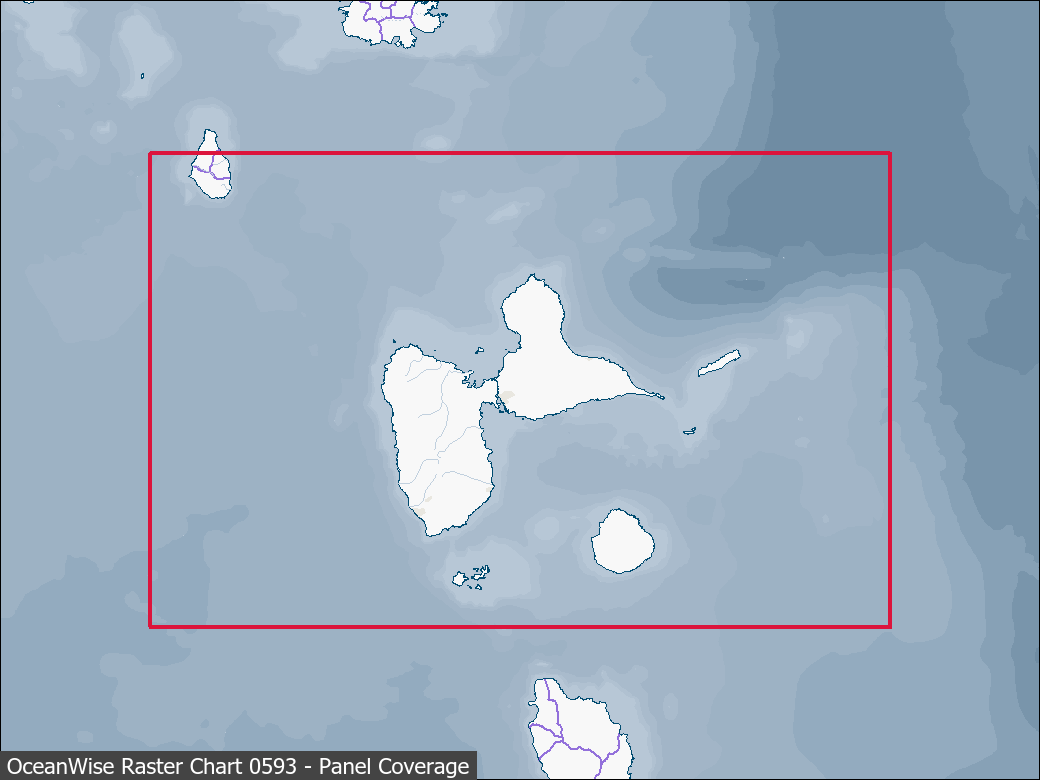 Panel coverage map for UKHO Raster Chart 0593