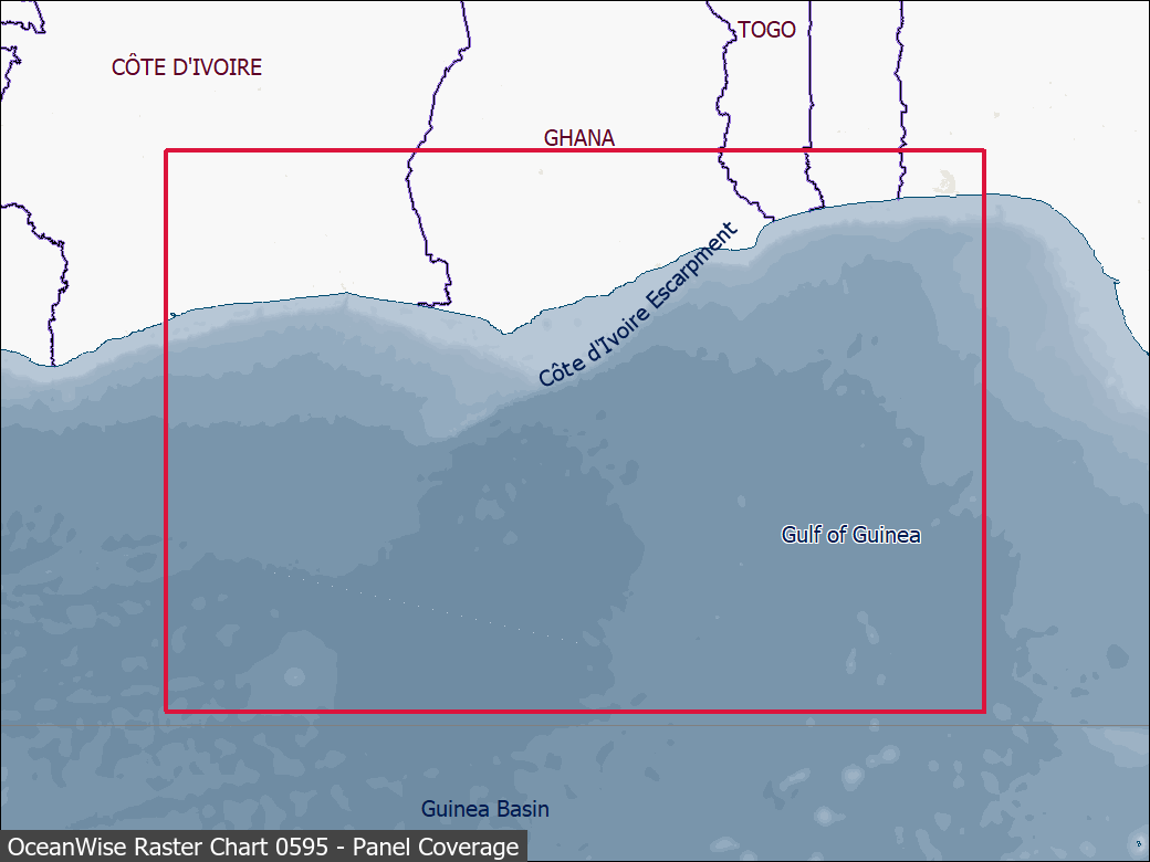 Panel coverage map for UKHO Raster Chart 0595