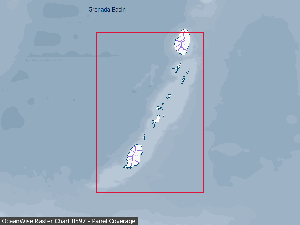 Panel coverage map for UKHO Raster Chart 0597