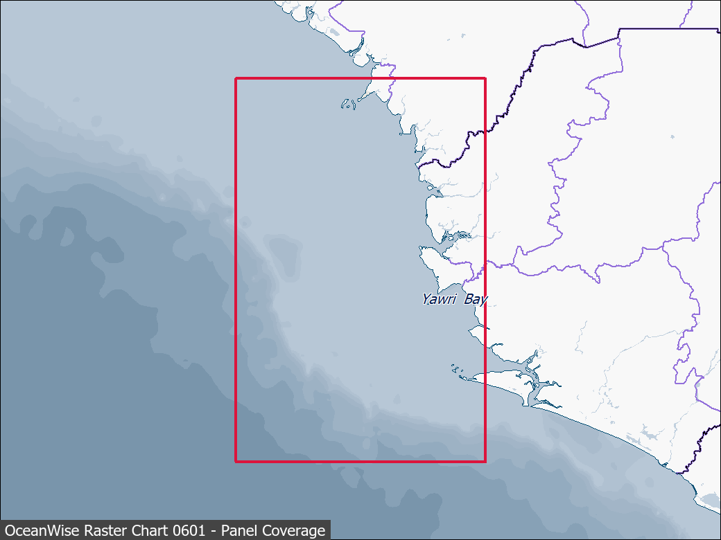 Panel coverage map for UKHO Raster Chart 0601