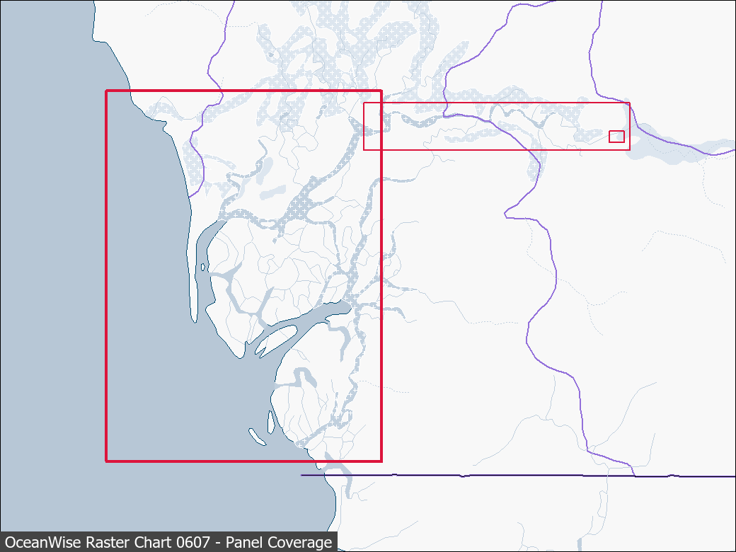 Panel coverage map for UKHO Raster Chart 0607