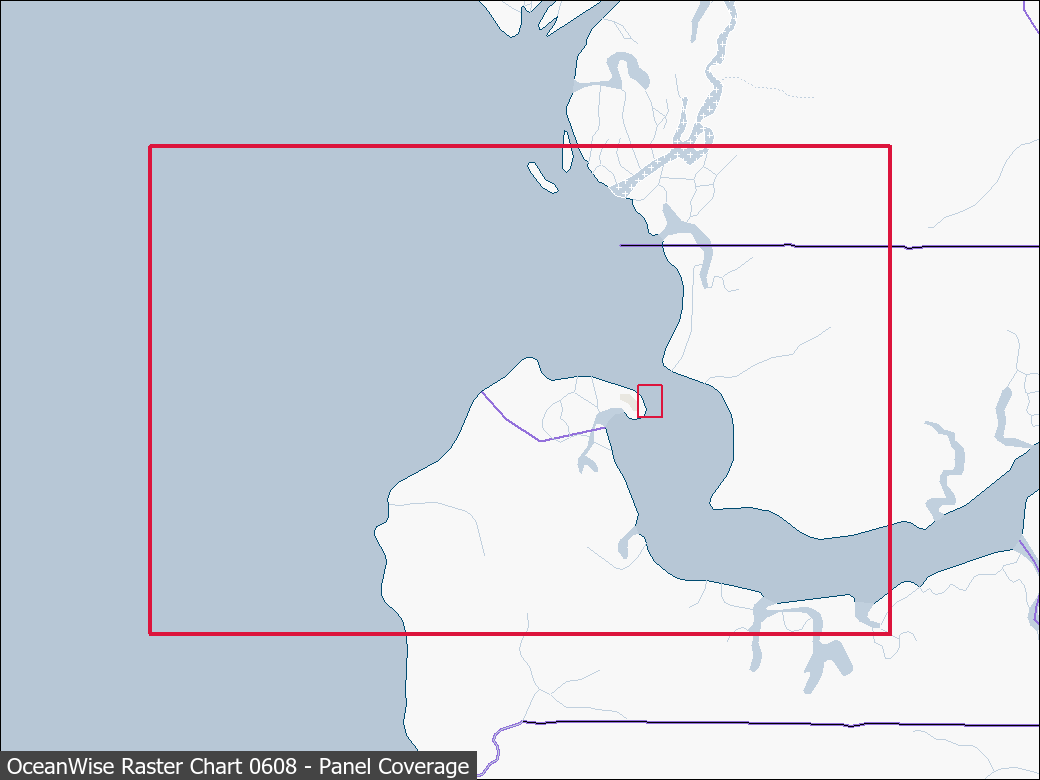 Panel coverage map for UKHO Raster Chart 0608