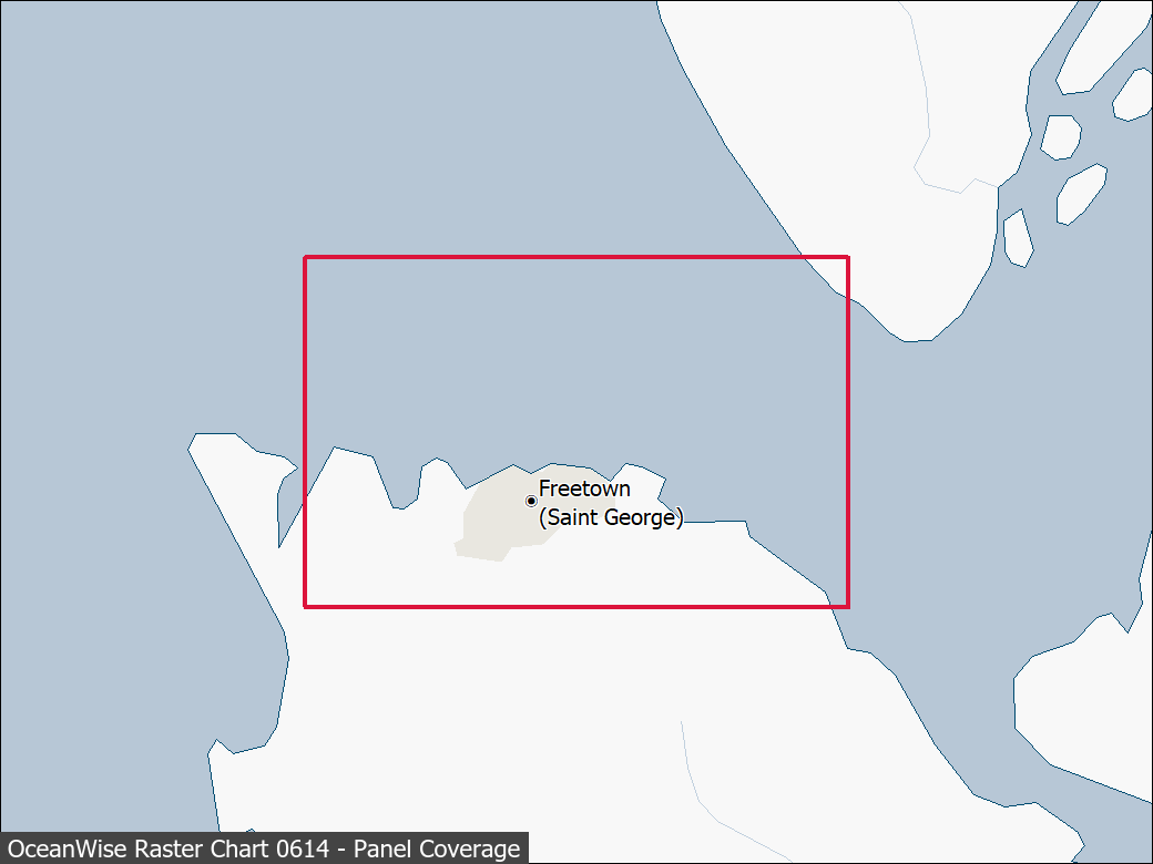 Panel coverage map for UKHO Raster Chart 0614