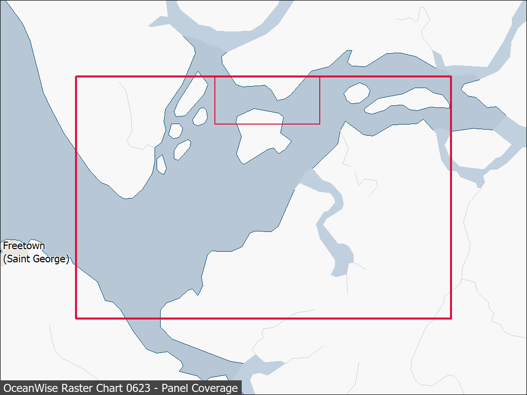 Panel coverage map for UKHO Raster Chart 0623