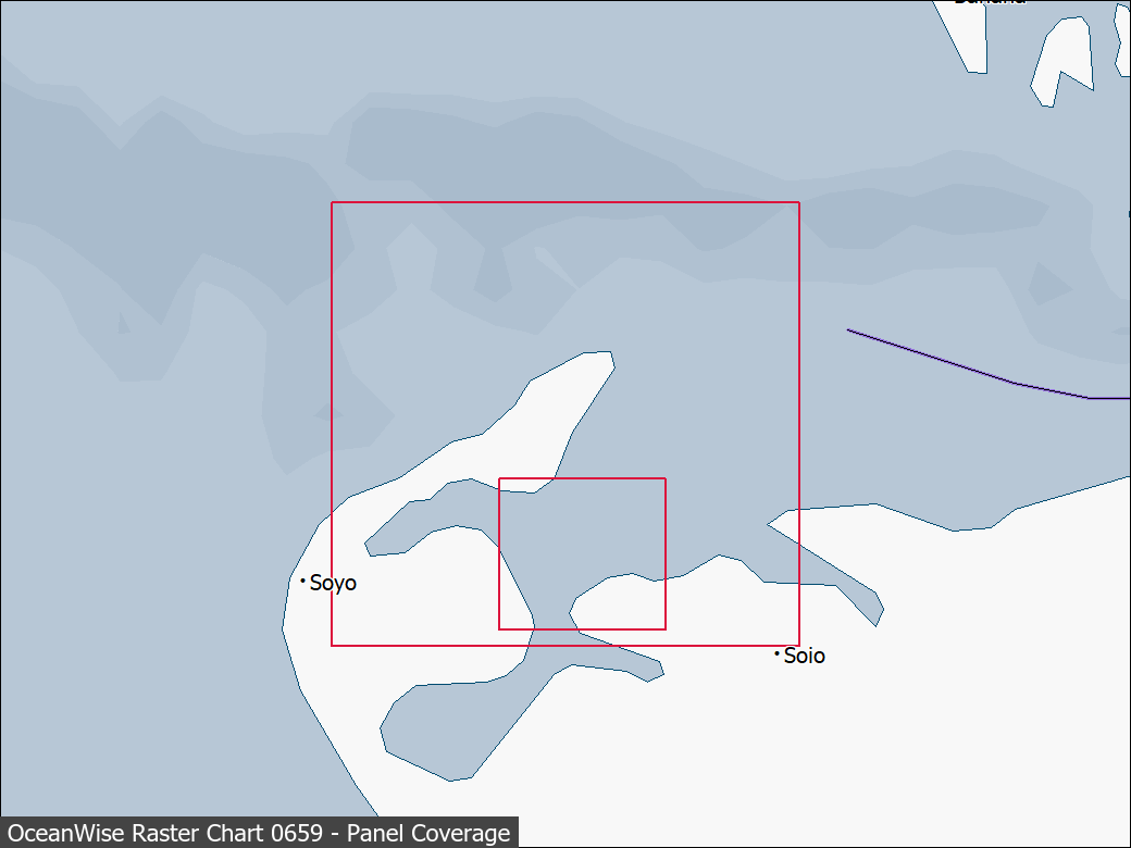 Panel coverage map for UKHO Raster Chart 0659