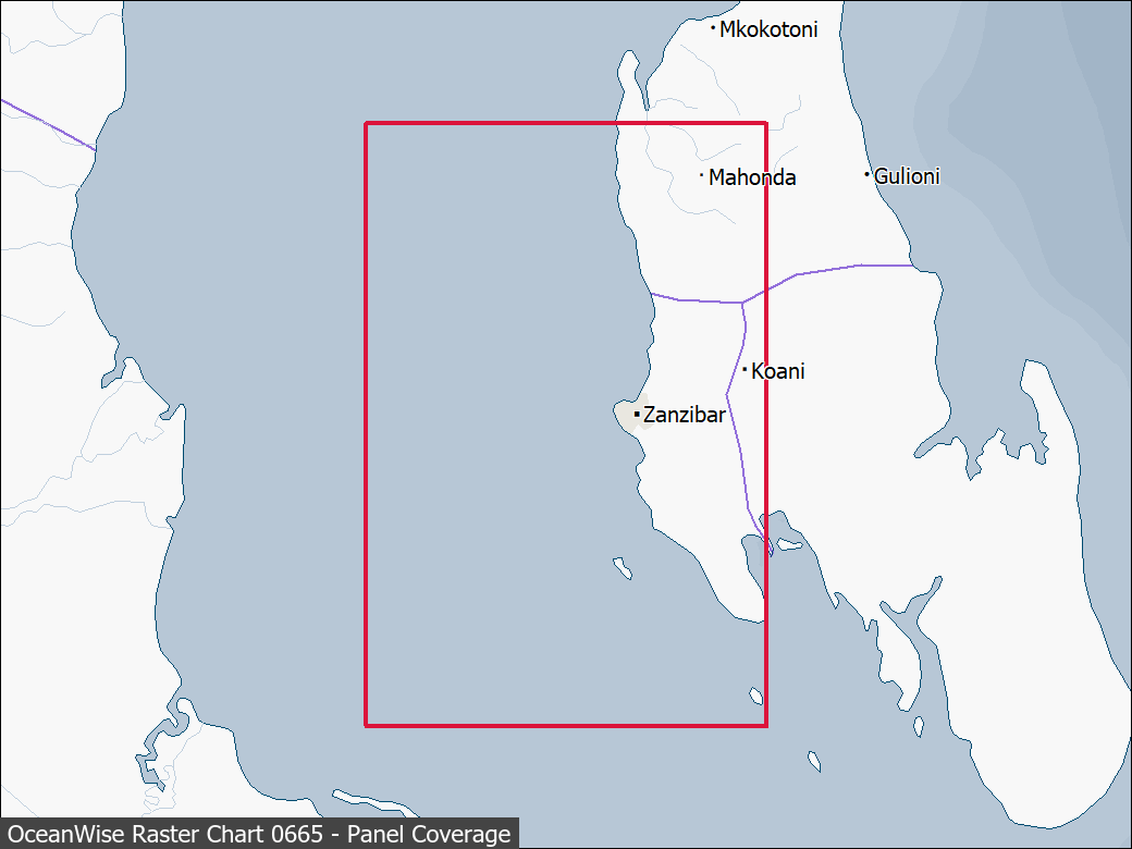 Panel coverage map for UKHO Raster Chart 0665