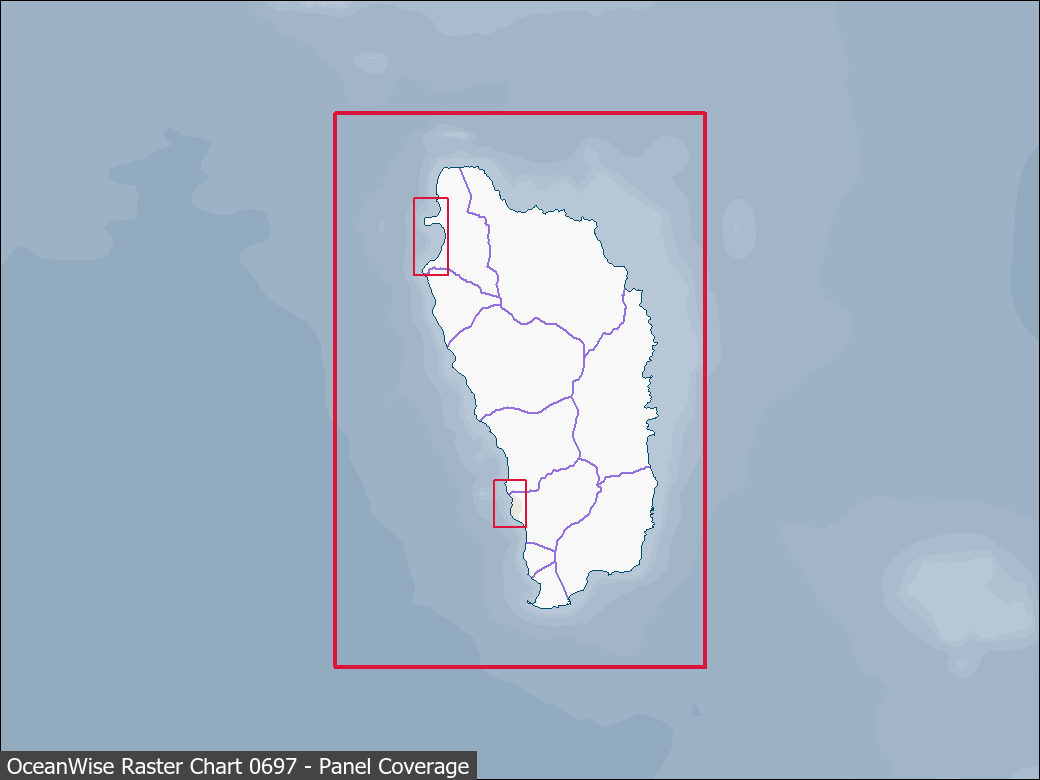 Panel coverage map for UKHO Raster Chart 0697