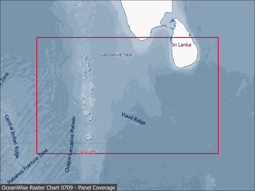 Panel coverage map for UKHO Raster Chart 0709