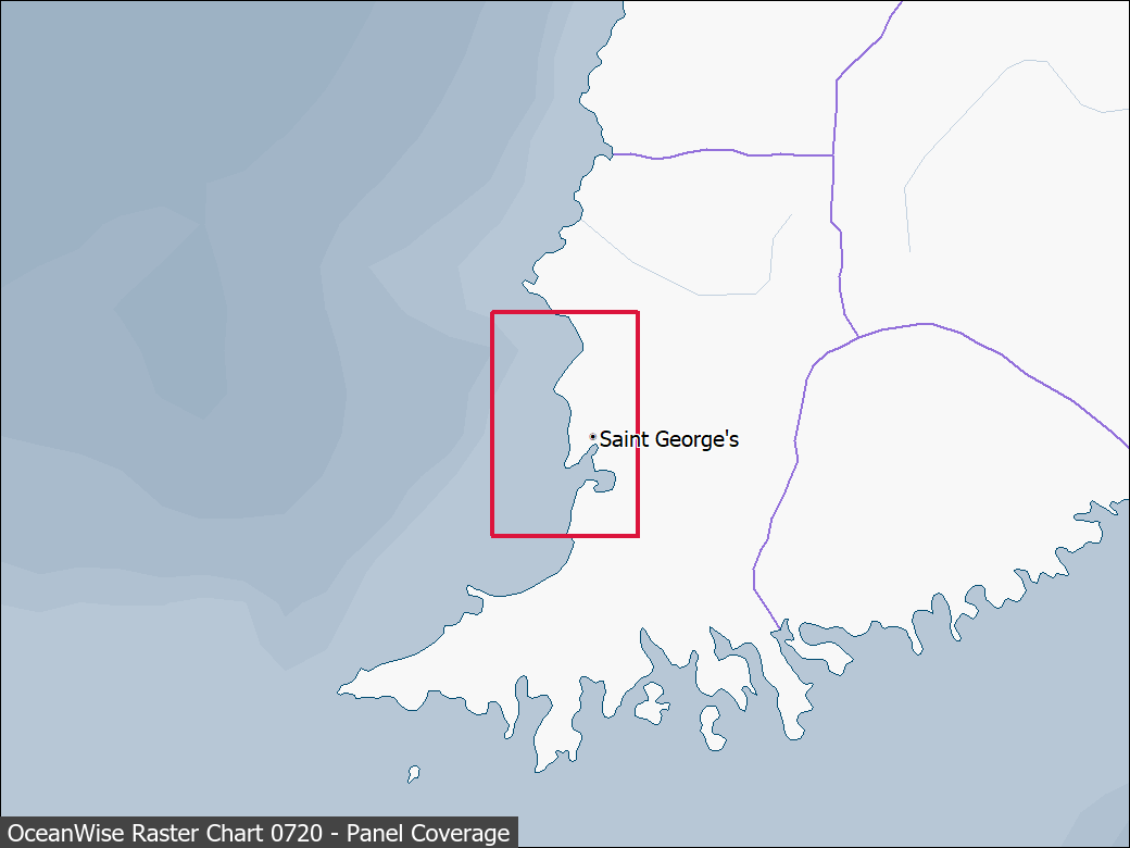 Panel coverage map for UKHO Raster Chart 0720