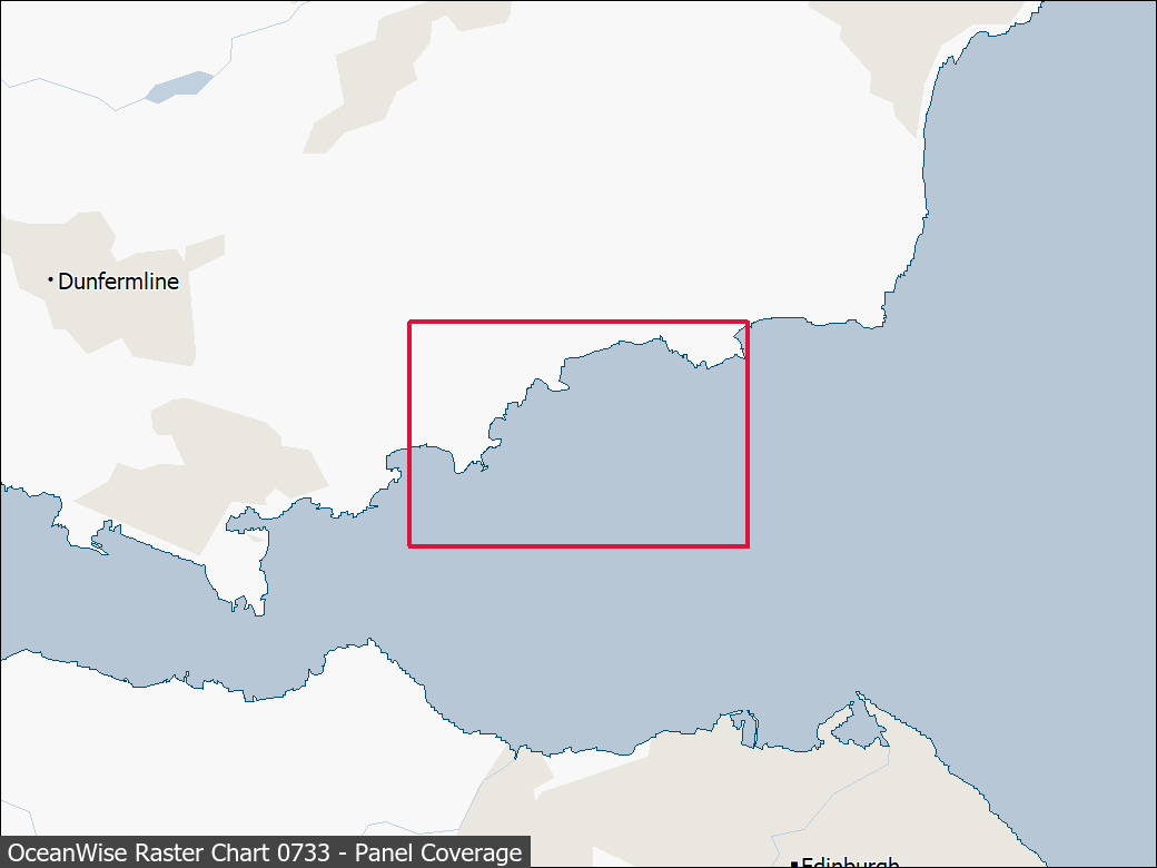 Panel coverage map for UKHO Raster Chart 0733