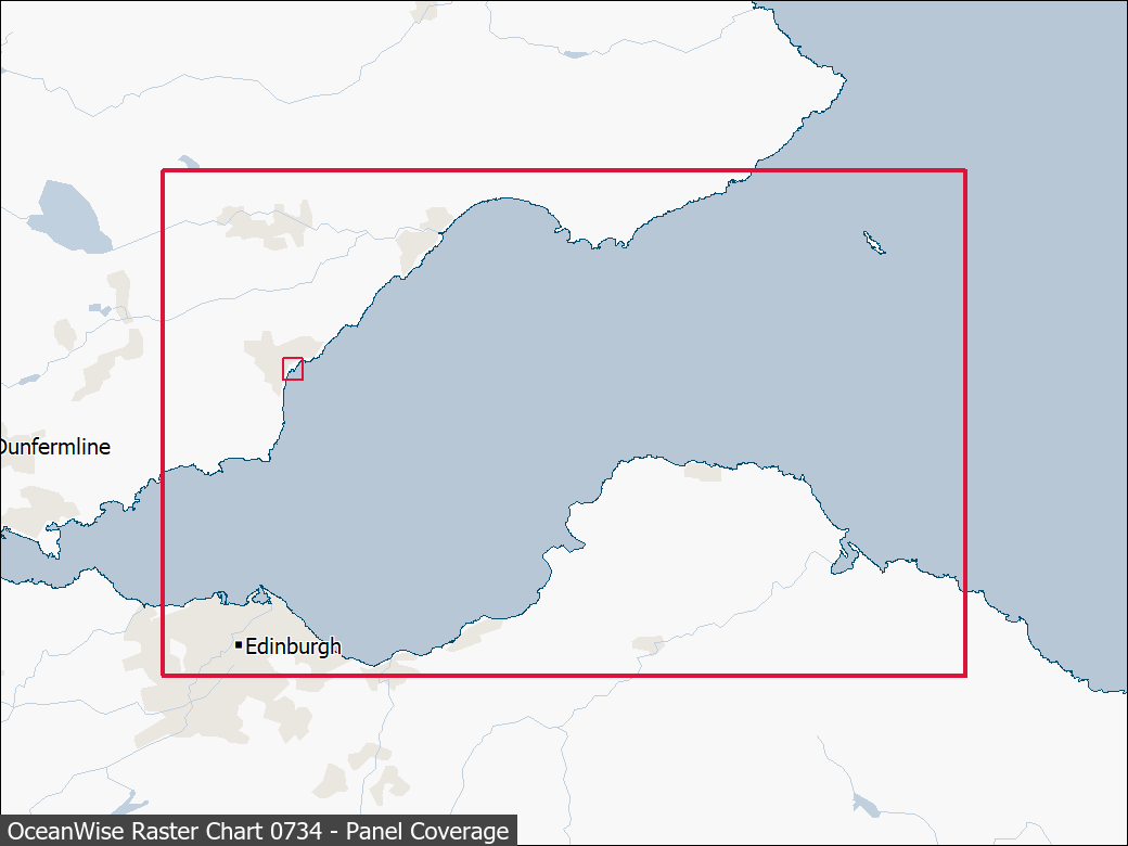 Panel coverage map for UKHO Raster Chart 0734