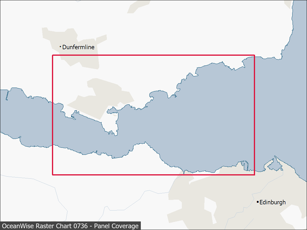 Panel coverage map for UKHO Raster Chart 0736