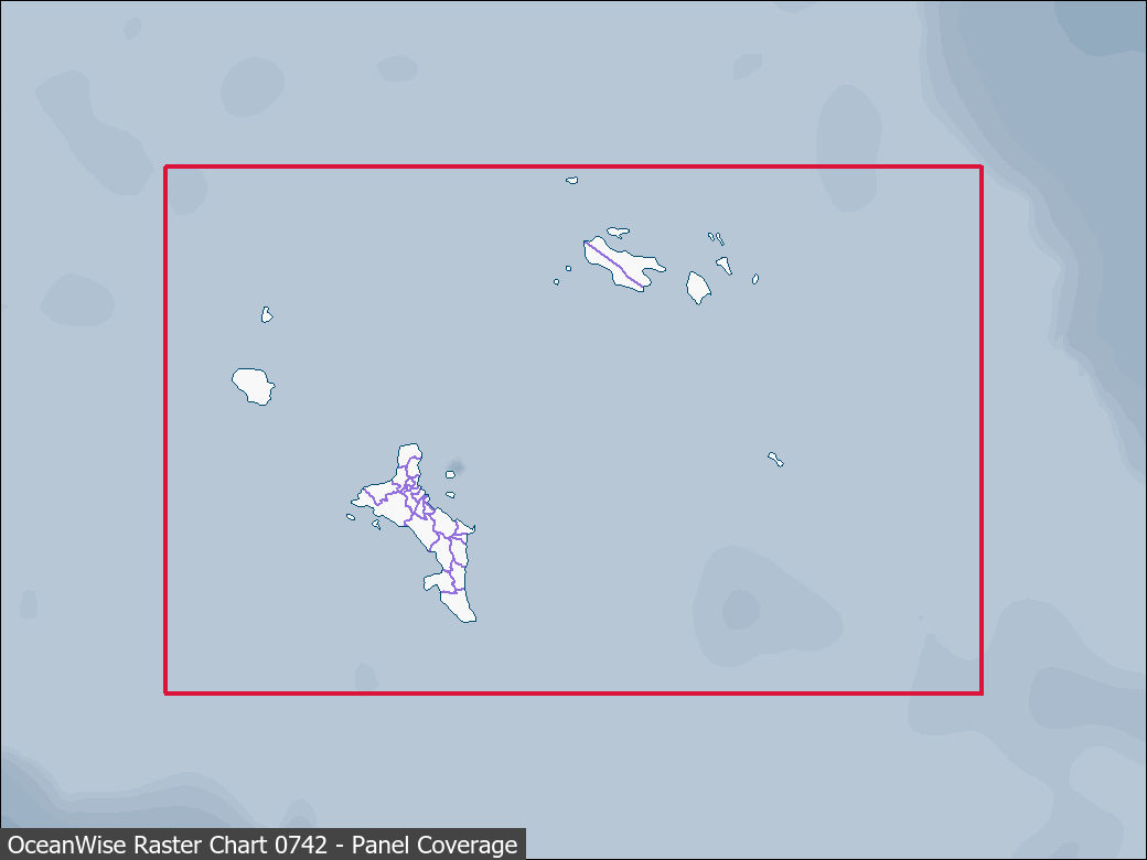 Panel coverage map for UKHO Raster Chart 0742