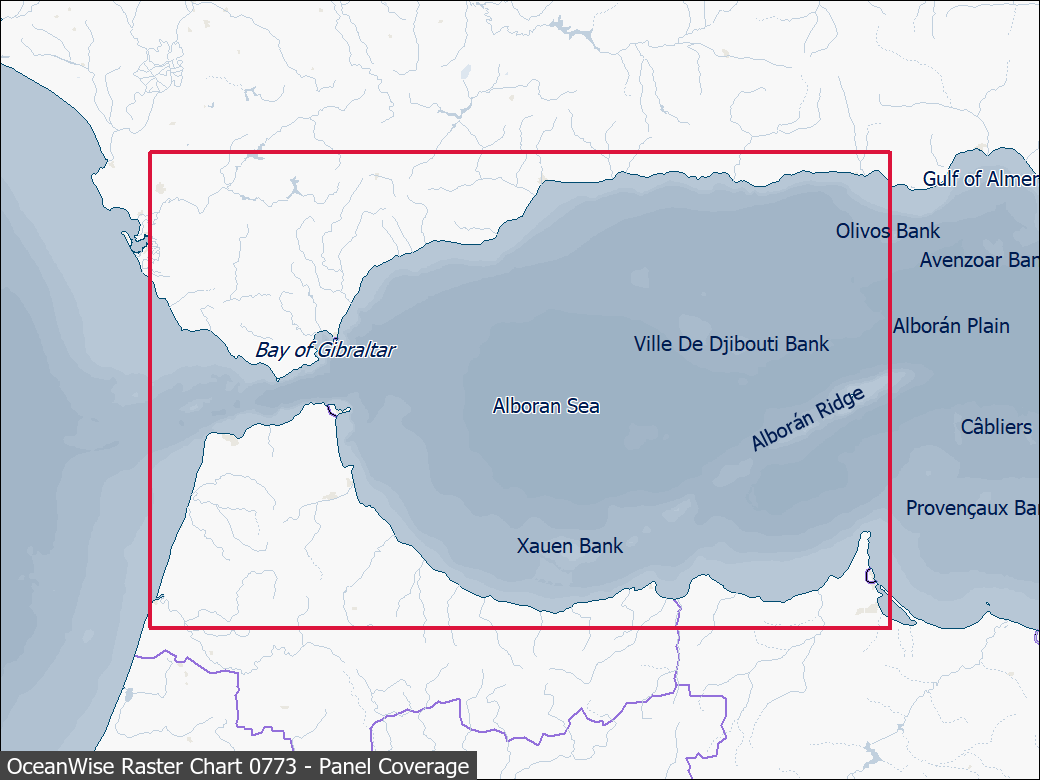 Panel coverage map for UKHO Raster Chart 0773