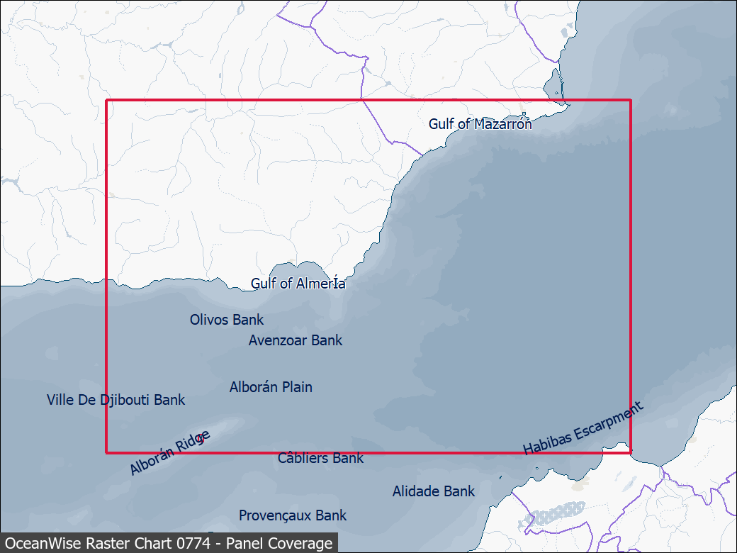 Panel coverage map for UKHO Raster Chart 0774